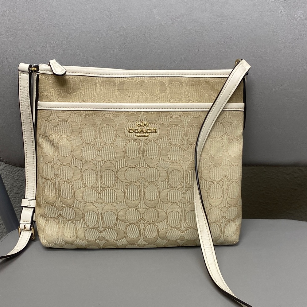 Coach Light Tan Signature Crossbody Bag